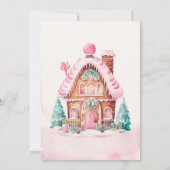 Gingerbrot House Pink Weihnachten Einladung (Rückseite)