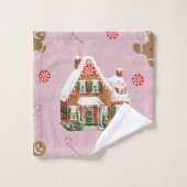 Gingerbrot House Pink Weihnachtsbadehandtuch Set (Waschlappen)