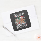Gingerbrot House Project Manager Funny Christmas Quadratischer Aufkleber (Umschlag)