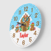 Gingerbrot House Red and Blue Große Wanduhr (Winkel)