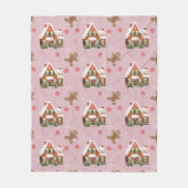 Gingerbrot House Rosa Weihnachtsgebäck Fleecedecke (Vorderseite)