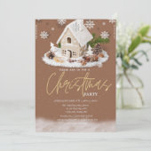 Gingerbrot House Snow Company Weihnachten Einladung (Stehend Vorderseite)