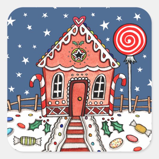 Gingerbrot House Square Sticker (Vorderseite)
