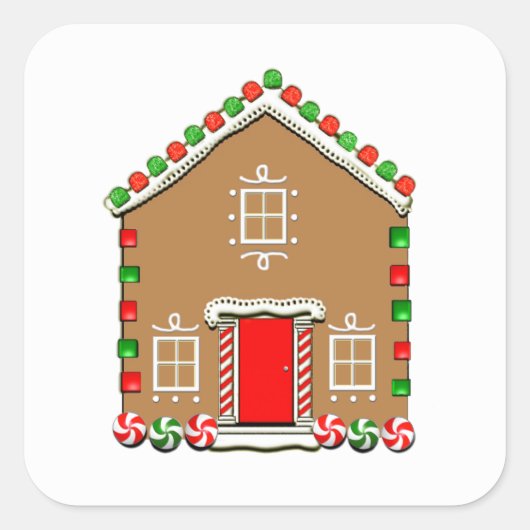 Gingerbrot House Square Sticker (Vorderseite)