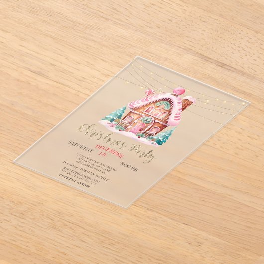 Gingerbrot House String Lights Weihnachten Acryleinladungen (Ablage )