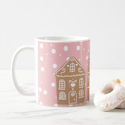 Gingerbrot House Village Snow Coffee Tasse (Mit Donut)
