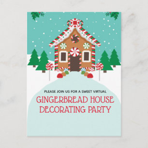 Gingerbrot House Virtual Holiday Weihnachts-Party Postkarte