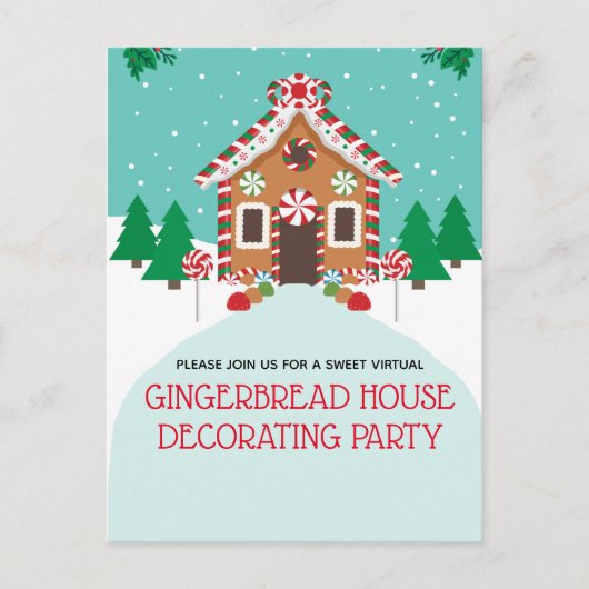 Gingerbrot House Virtual Holiday Weihnachts-Party Postkarte (Vorderseite)