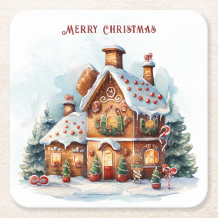 Gingerbrot House Weihnachtsfeiertag Untersetzer