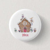 Gingerbrot House Winter Ice Skaten Animal Custom Button (Vorderseite)