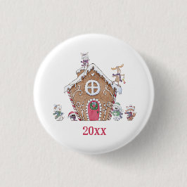 Gingerbrot House Winter Ice Skaten Animal Custom Button