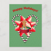 Gingerbrot Man Bow Weihnachtsfeiertag Postkarte (Vorderseite)