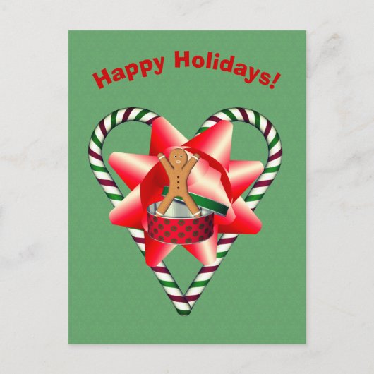 Gingerbrot Man Bow Weihnachtsfeiertag Postkarte (Vorderseite)