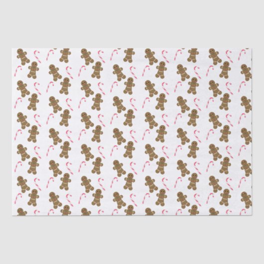Gingerbrot Man Candy Cane Holiday Tissue Seidenpapier (Vorderseite)