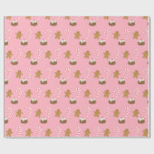 Gingerbrot Man Candy Cane Weihnachten Geschenkpapier (Flach)