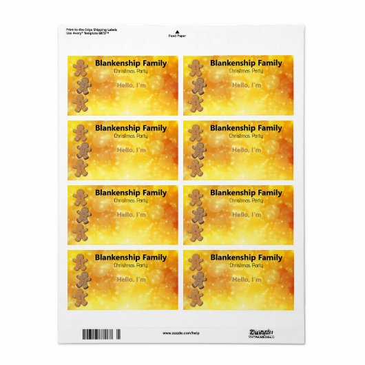 Gingerbrot Man Cookie Border Paper Label (Vorne)