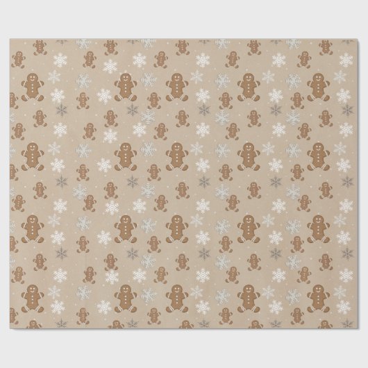 Gingerbrot Man Cookie Snowflake Holiday Baking Geschenkpapier (Flach)