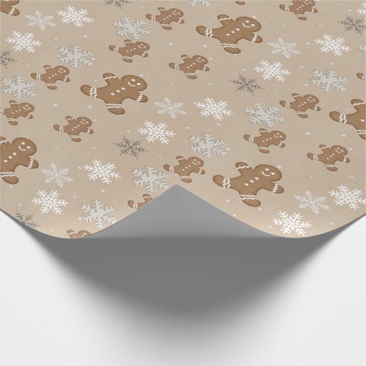 Gingerbrot Man Cookie Snowflake Holiday Baking Geschenkpapier (Ecke)