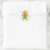 Gingerbrot Man Holiday Rücksendeadresse Runde Runder Aufkleber (Tasche)
