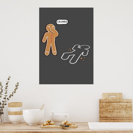 Gingerbrot man Ironic Crime Szene 'CRUMBS' Poster (Küche)