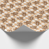 Gingerbrot Man Kariert Pattern Holiday Geschenkpapier (Ecke)
