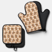 Gingerbrot Man Kariert Pattern Holiday Ofenhandschuh & Topflappen-Set (Vorderseite/Rückseite)