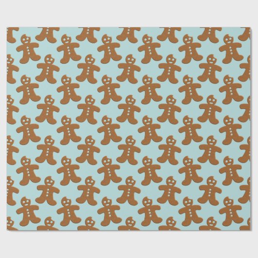 Gingerbrot Man Muster Weihnachtswrapping Paper Geschenkpapier (Flach)