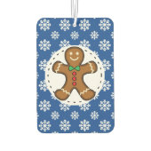 Gingerbrot Man on Blue White Snowflakes Pattern Autolufterfrischer (Rückseite)