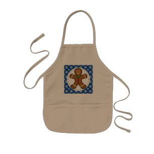 Gingerbrot Man on Blue White Snowflakes Pattern Kinderschürze
