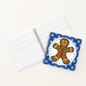 Gingerbrot Man on Blue White Snowflakes Pattern Notizblock (Innenseite)