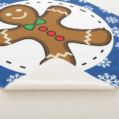 Gingerbrot Man on Blue White Snowflakes Pattern Sherpadecke (3/4)