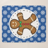 Gingerbrot Man on Blue White Snowflakes Pattern Sherpadecke (Vorderseite (Horizontal))