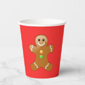 Gingerbrot Man on Red Paper Cup Pappbecher (Vorderseite)