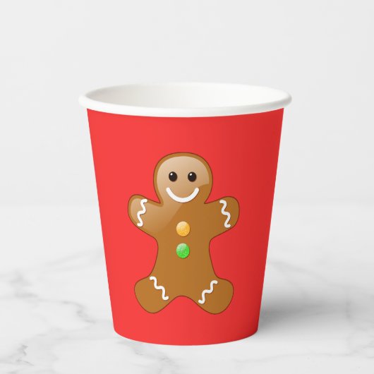 Gingerbrot Man on Red Paper Cup Pappbecher (Vorderseite)