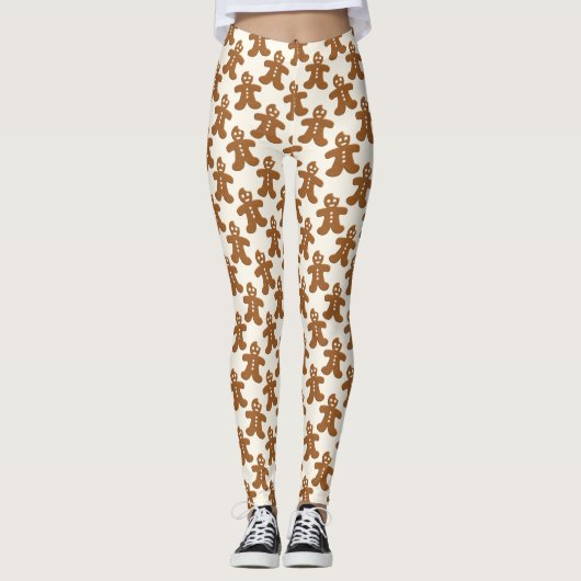 Gingerbrot Man Pattern Weihnachtsfeiertag Leggings (Vorderseite)