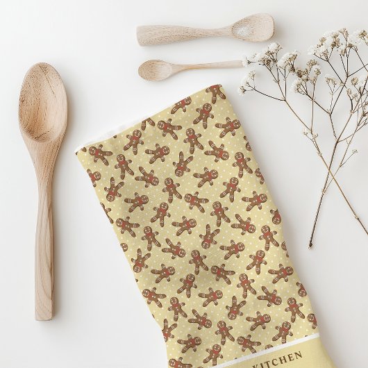Gingerbrot Man Polka Dot Yellow Custom Christmas Geschirrtuch