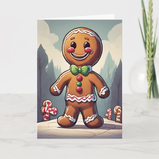 Gingerbrot Man Retro Concept Art Holiday Card Feiertagskarte (Vorderseite)