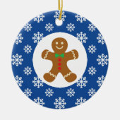 Gingerbrot Man Snowflakes Weihnachtsblau Keramik Ornament (Vorne)