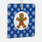 Gingerbrot Man Snowflakes Weihnachtsblau Keramikornament (Rechts)