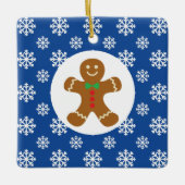 Gingerbrot Man Snowflakes Weihnachtsblau Keramikornament (Vorderseite)