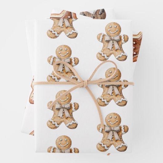 Gingerbrot Man Star Weihnachten Geschenkpapier Set (Beispiel)