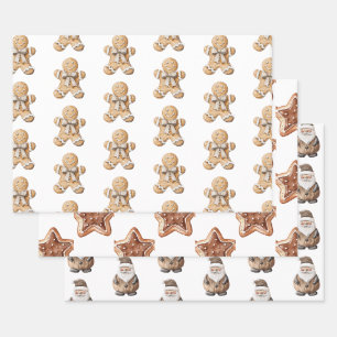 Gingerbrot Man Star Weihnachten Geschenkpapier Set