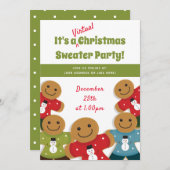 Gingerbrot Man Sweater Green Virtual Christmas Einladung (Vorne/Hinten)