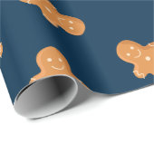 Gingerbrot man Xmas Packpapier blau (Rolleneckpunkt)