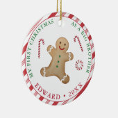 Gingerbrot Mann 1. Weihnachten als großer Bruder Keramik Ornament (Rechts)