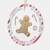 Gingerbrot Mann 1. Weihnachten als großer Bruder Keramik Ornament (Links)