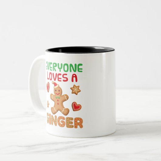 Gingerbrot Mann Alle Lieben einen Ingwer Zweifarbige Tasse (Vorderseite Links)
