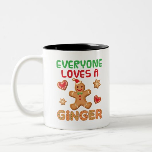 Gingerbrot Mann Alle Lieben einen Ingwer Zweifarbige Tasse (Links)