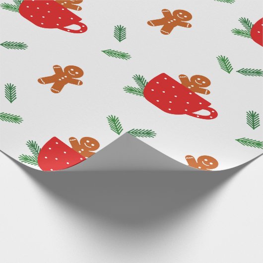 Gingerbrot Mann Kaffee Weihnachtswrapping Papier Geschenkpapier (Ecke)