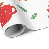 Gingerbrot Mann Kaffee Weihnachtswrapping Papier Geschenkpapier (Rolleneckpunkt)